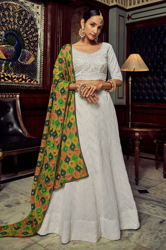 White Embroidery Georgette Lehenga Choli NCLD10810275