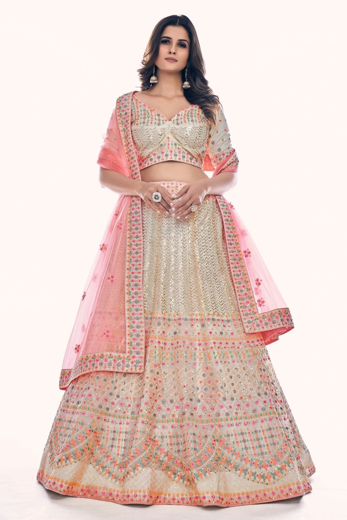 White Embroidery Soft Net Lehenga Choli NCLD10810292
