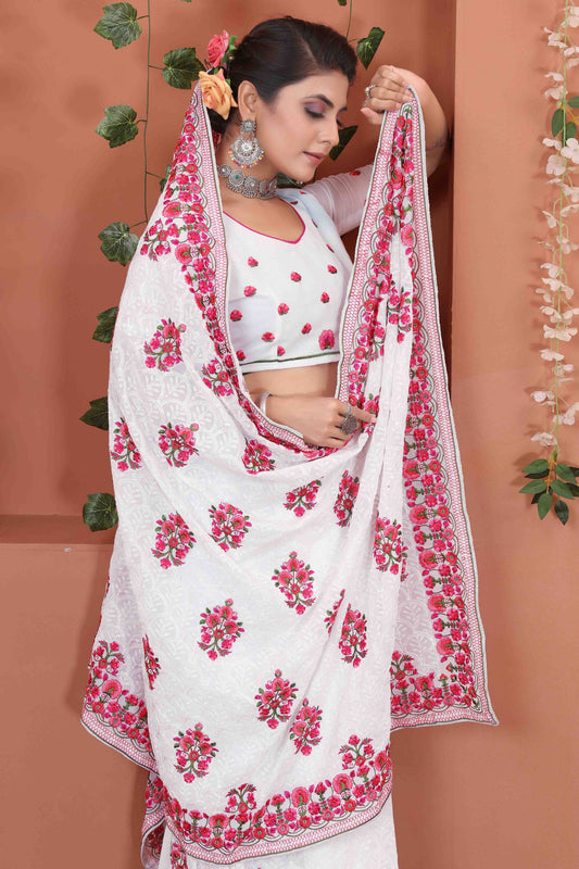 White Georgette Designer Saree NCSD10910728