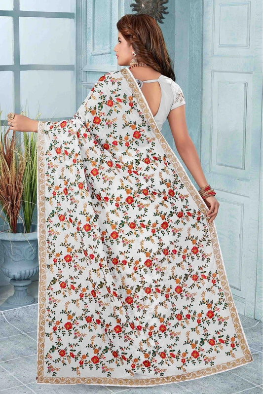 White Georgette Designer Saree NCSD11210641