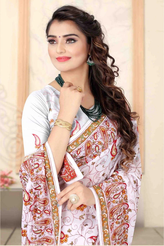 White Georgette Designer Saree NCSD11210768