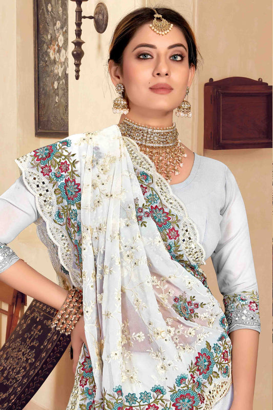 White Georgette Designer Saree NCSD11210908