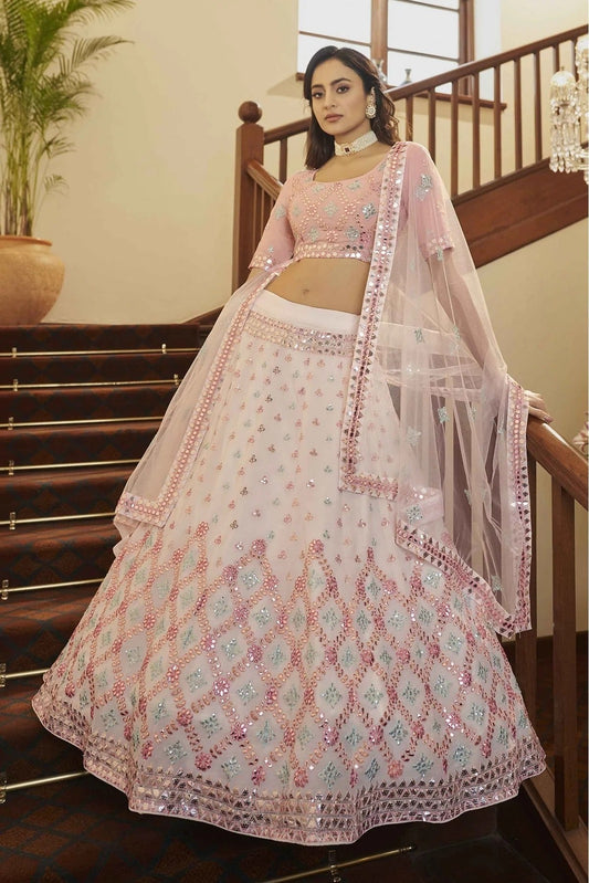 White Georgette Gota Patti Lehenga Choli NCLC11510152
