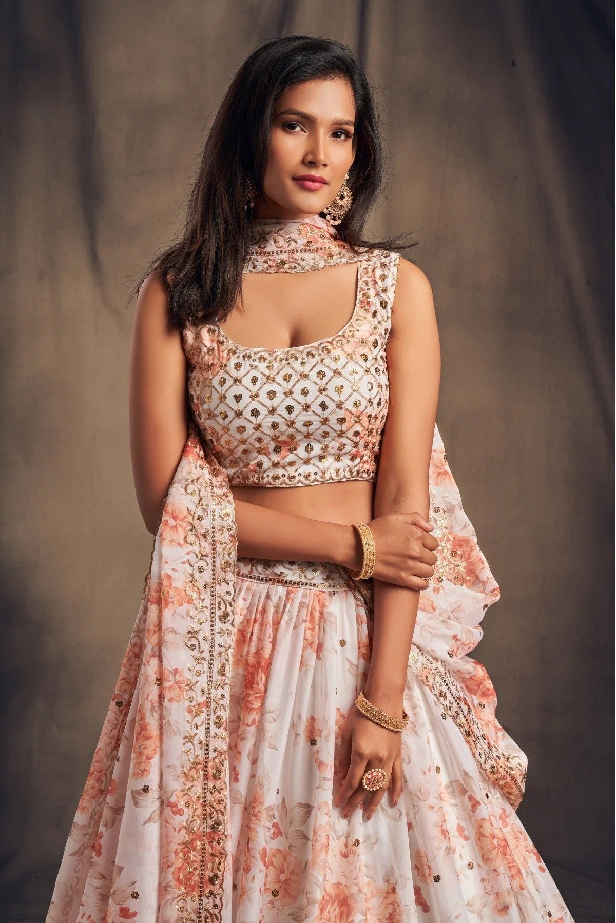 White Organza Lehenga Choli NCLC10110330