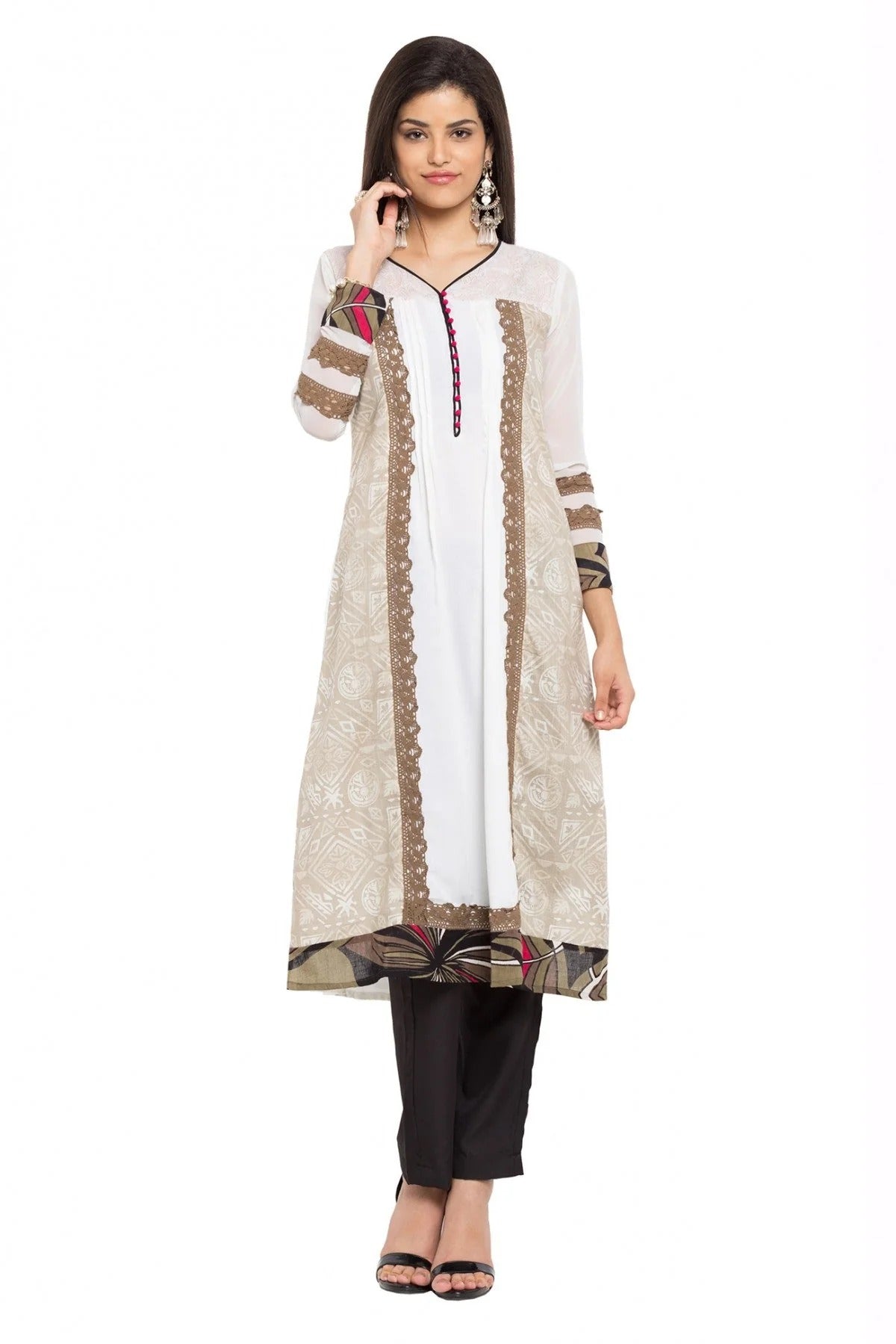 White Plus Size Cotton Kurti NCKR10710151