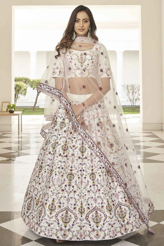 White Silk Embroidery Lehenga Choli NCLC11510158