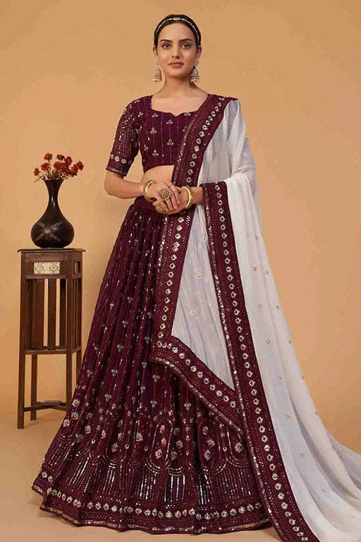 Wine Georgette Designer Lehenga Choli NCLC12410162