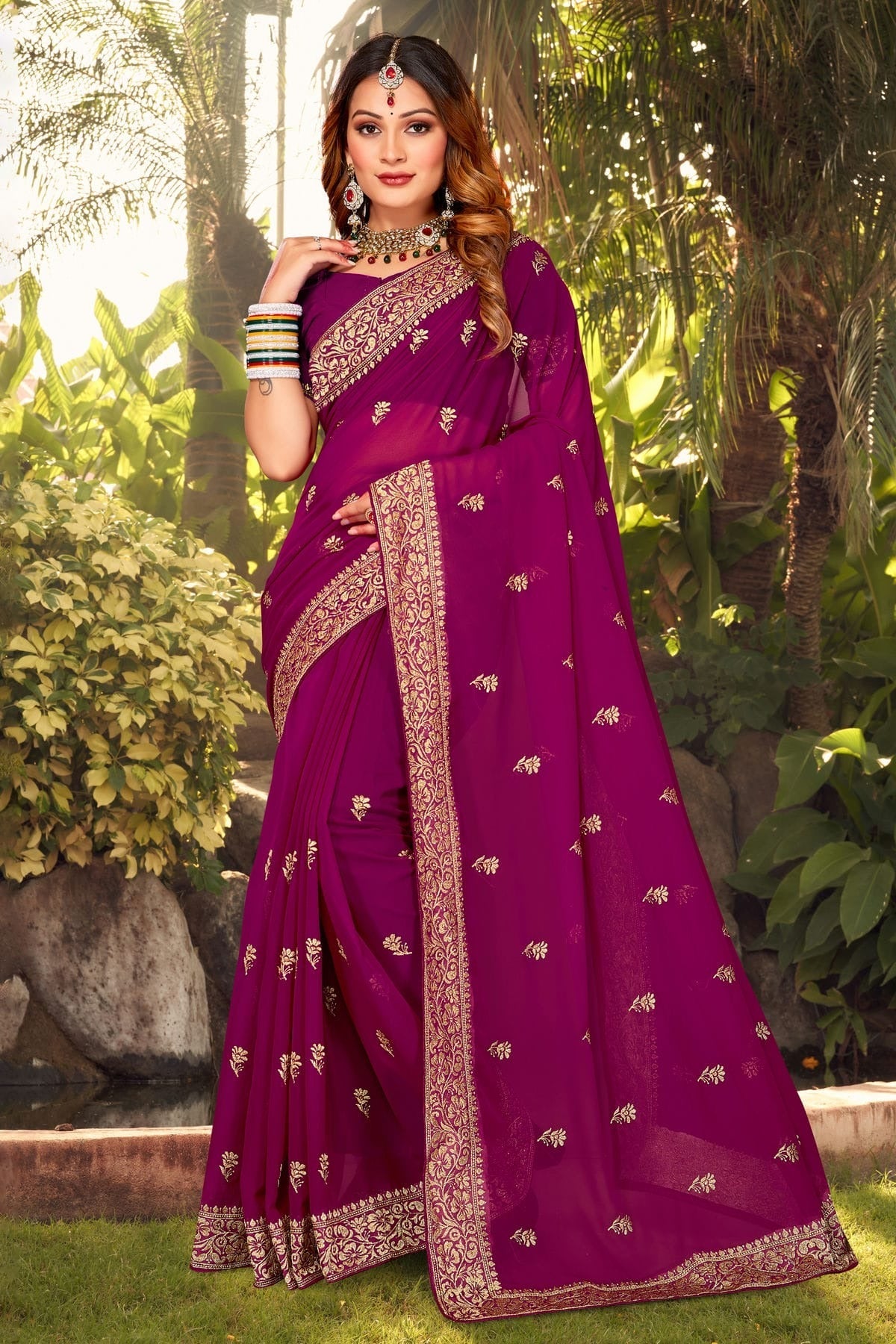Wine Georgette Designer Saree NCLC11210424