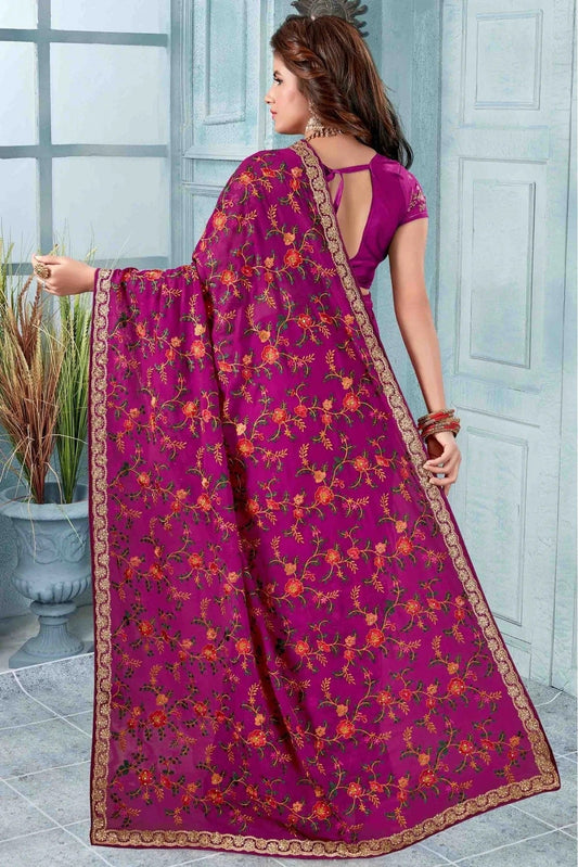 Wine Georgette Designer Saree NCSD11210642