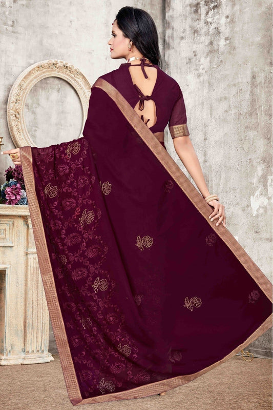 Wine Georgette Designer Saree NCSD11210741