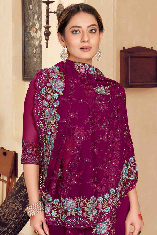 Wine Georgette Designer Saree NCSD11210911