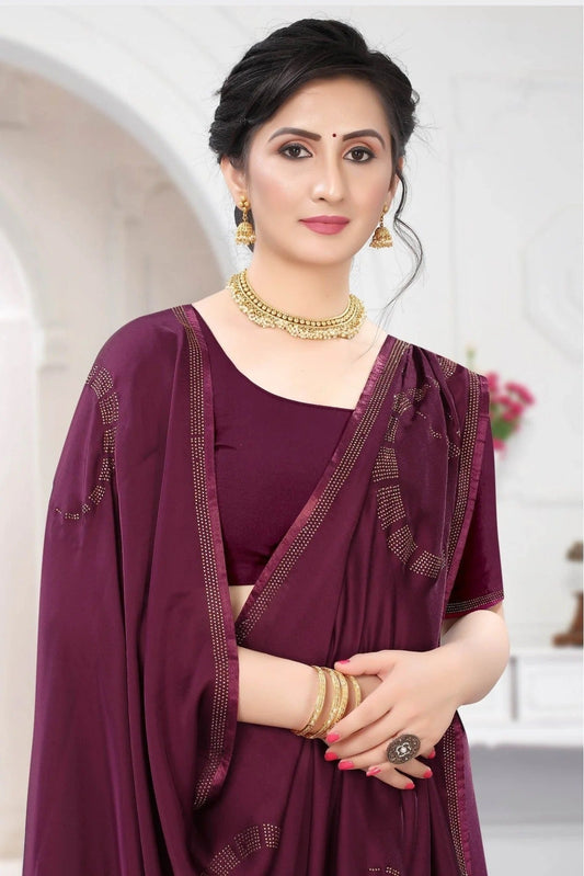 Wine Satin Designer Saree NCSD11210722