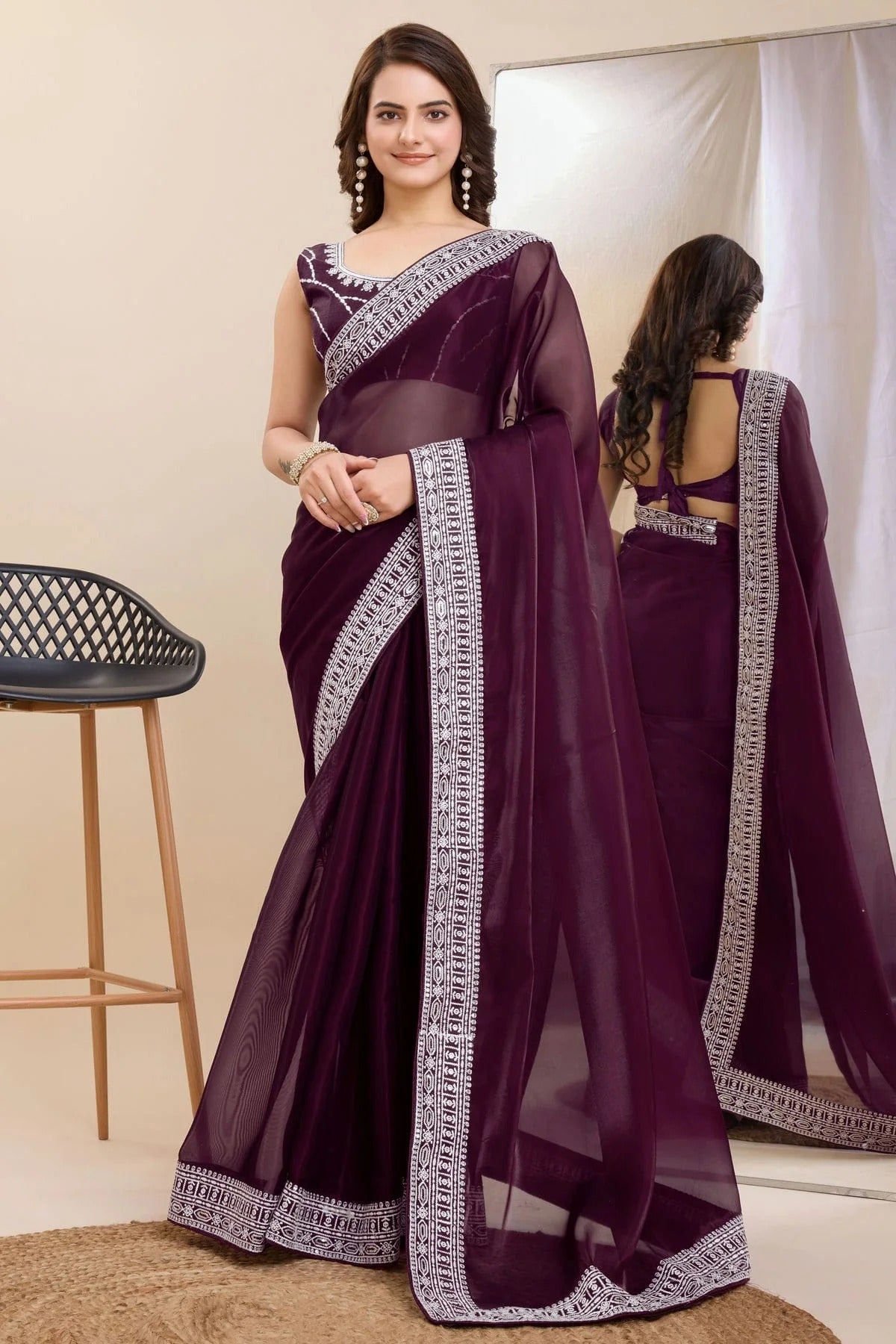 Wine Silk Saree NCSD11112494