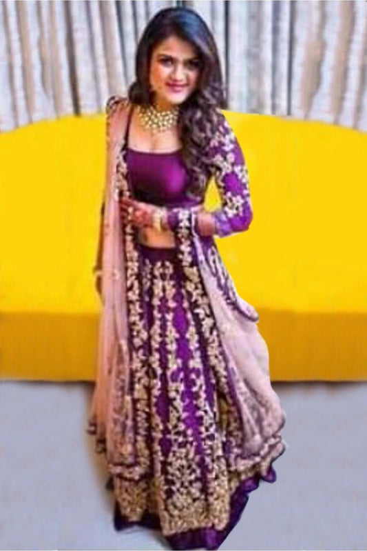 Wine Taffeta Silk Lehenga Choli NCLC10210106