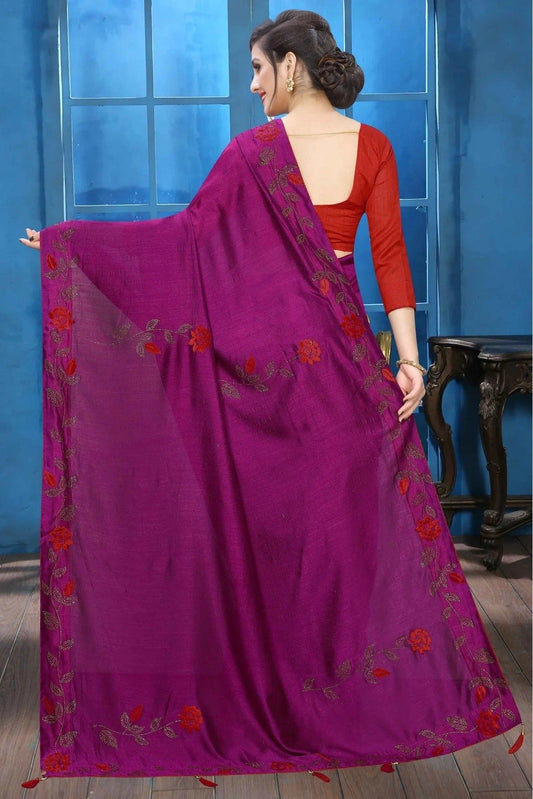 Wine Vichitra Silk Designer Saree NCSD11210644