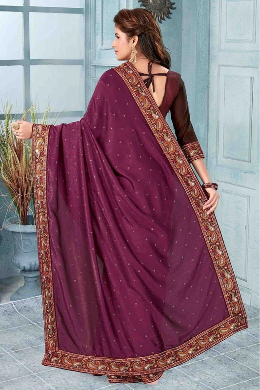 Wine Vichitra Silk Designer Saree NCSD11210652
