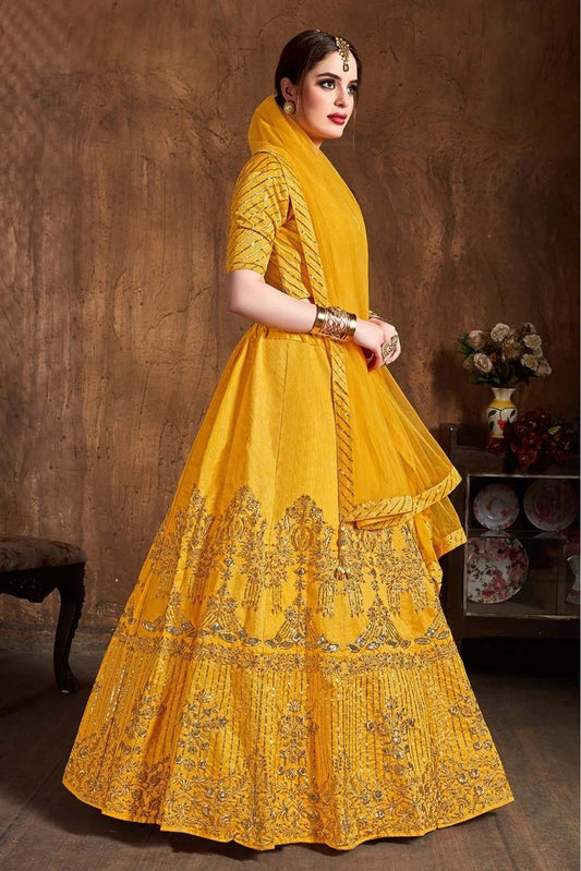 Yellow Art Silk Lehenga Choli NCLC10110312