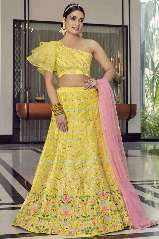 Yellow Art Silk Thread Lehenga Choli NCLC10810590