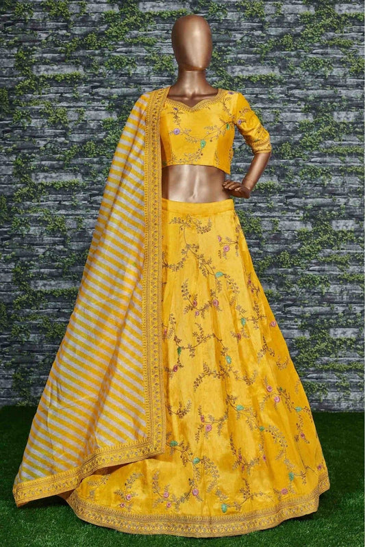 Yellow Mulberry Silk Lehenga Choli NCLC10110291