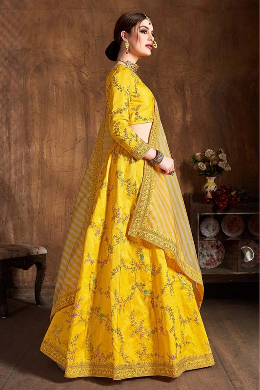 Yellow Mulberry Silk Lehenga Choli NCLC10110308