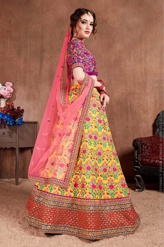 Yellow Mulberry Silk Lehenga Choli NCLC10110324