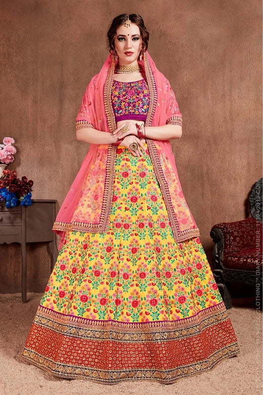 Yellow Mulberry Silk Lehenga Choli NCLC10110324