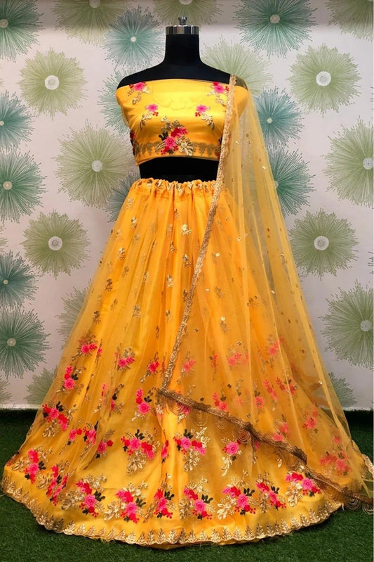 Yellow Net Lehenga Choli NCLC10210123