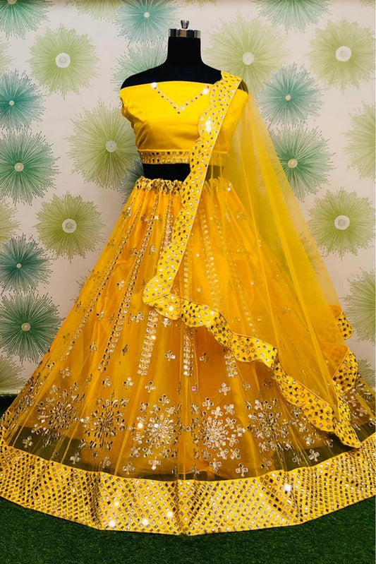 Yellow Net Lehenga Choli NCLC10210141