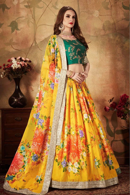 Yellow Organza Lehenga Choli NCLC10110314