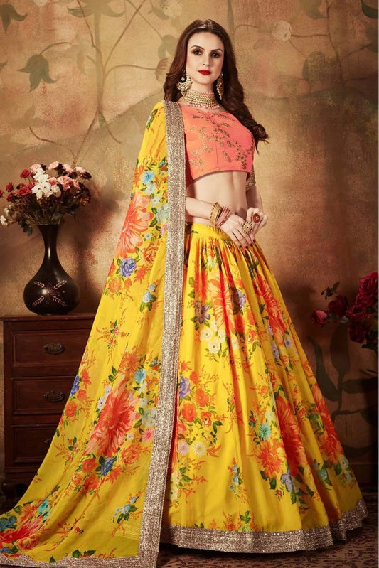 Yellow Organza Lehenga Choli NCLC10110315