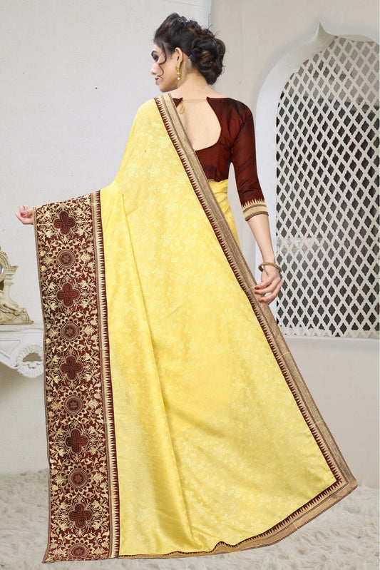 Yellow Silk Jacqaurd Embroidery Saree NCSD11210819
