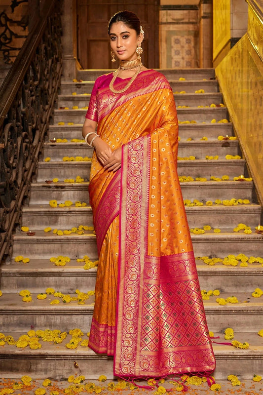 Yellow Woven Banarasi Silk Saree NCSD11010532