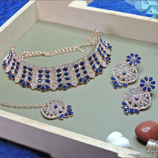 Alloy Choker Necklace Set In Blue NCNS12510221