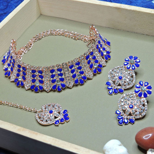 Alloy Choker Necklace Set In Blue NCNS12510227