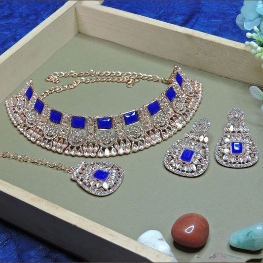 Alloy Choker Necklace Set In Blue NCNS12510277