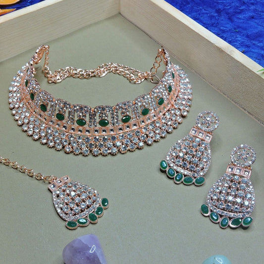 Alloy Choker Necklace Set In Green NCNS12510262