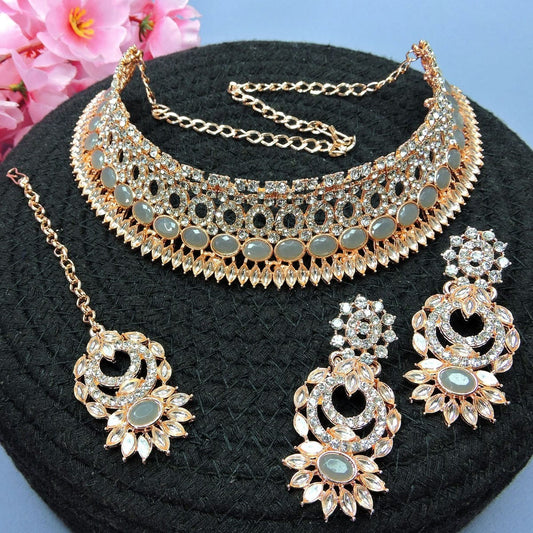 Alloy Choker Necklace Set In Grey NCNS12510237