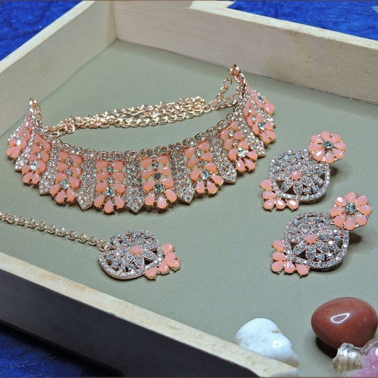Alloy Choker Necklace Set In Peach NCNS12510220