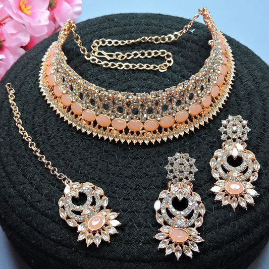 Alloy Choker Necklace Set In Peach NCNS12510233