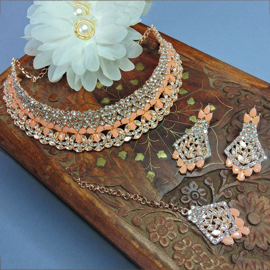 Alloy Choker Necklace Set In Peach NCNS12510245