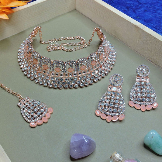 Alloy Choker Necklace Set In Peach NCNS12510257