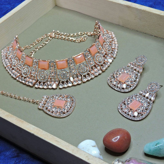 Alloy Choker Necklace Set In Peach NCNS12510270