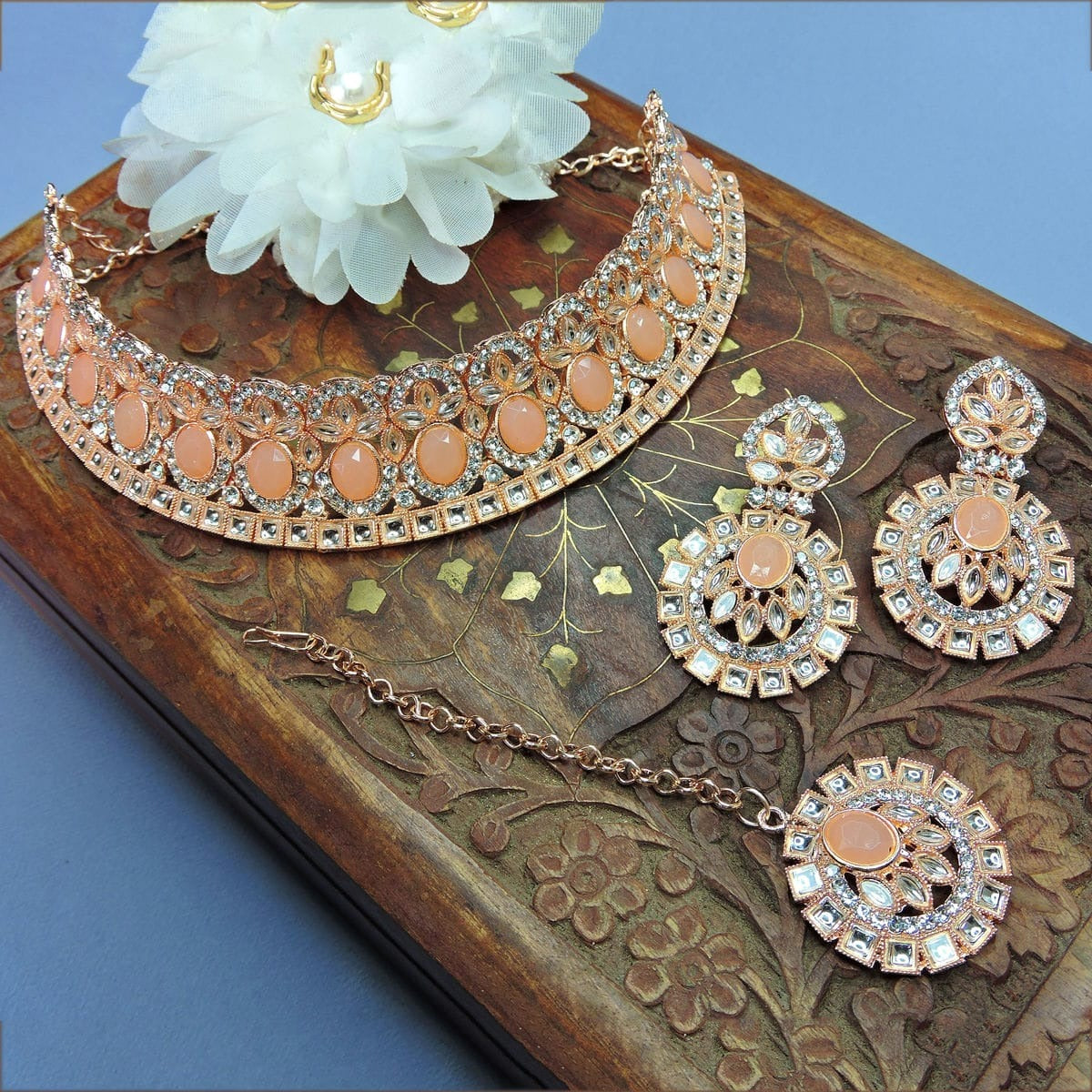 Alloy Choker Necklace Set In Peach NCNS12510283