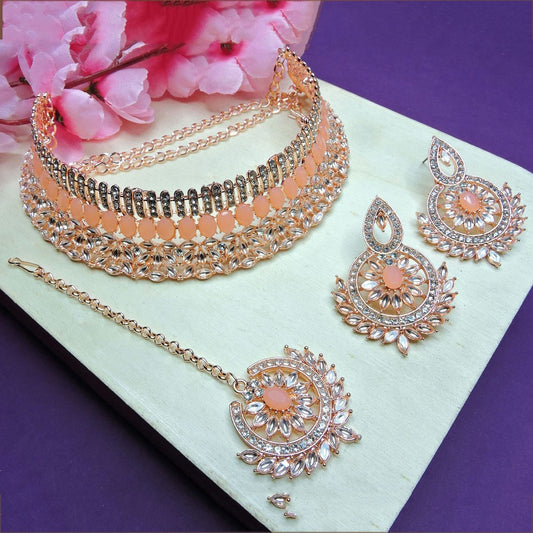 Alloy Choker Necklace Set In Peach NCNS12510297
