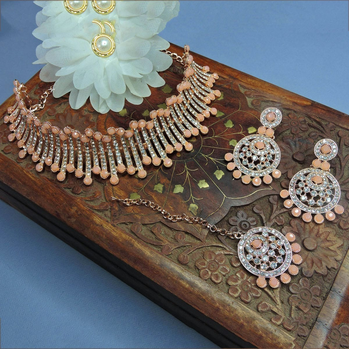 Alloy Choker Necklace Set In Peach NCNS12510308