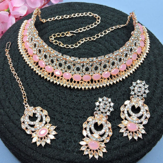 Alloy Choker Necklace Set In Pink NCNS12510232
