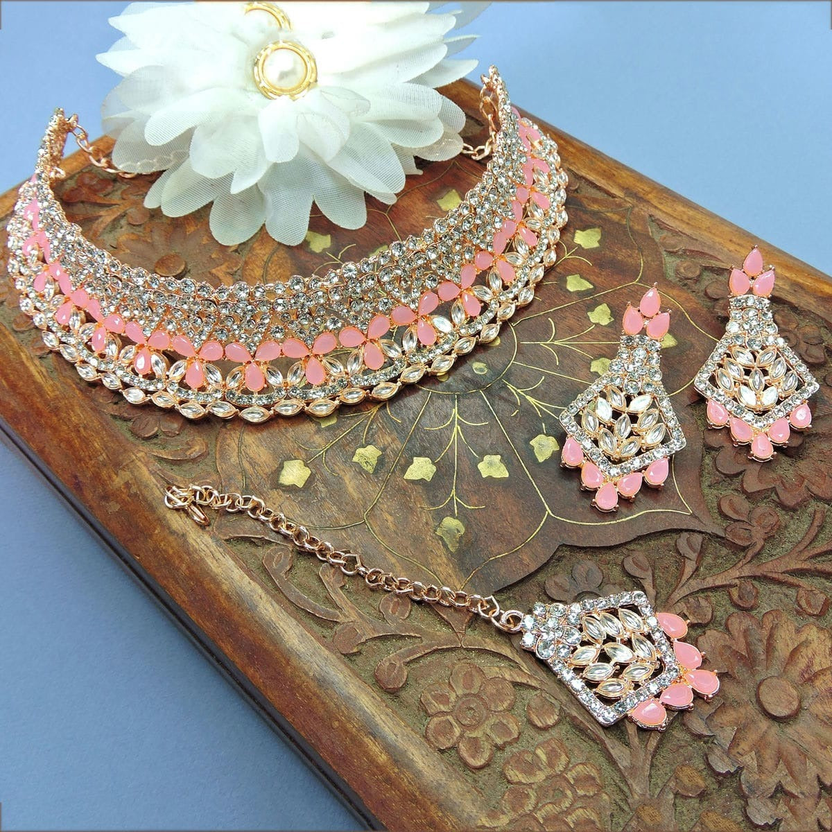 Alloy Choker Necklace Set In Pink NCNS12510244