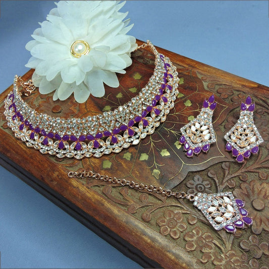 Alloy Choker Necklace Set In Purple NCNS12510243