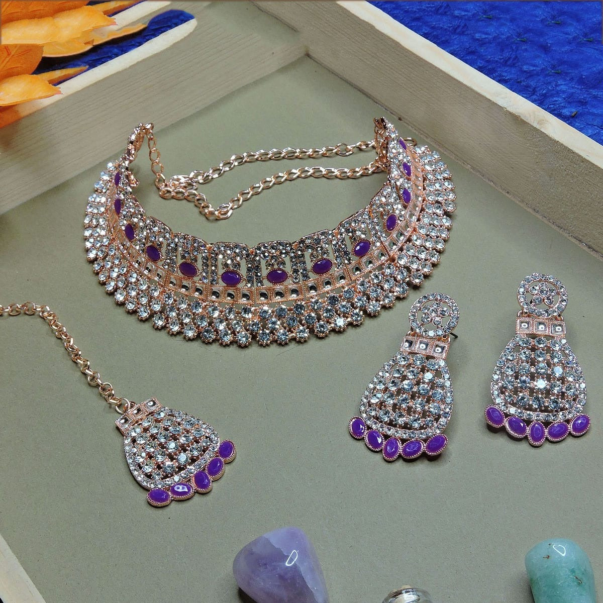 Alloy Choker Necklace Set In Purple NCNS12510255