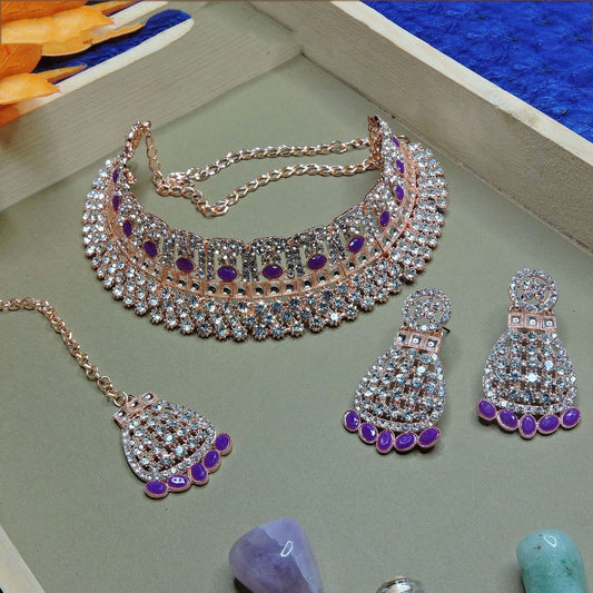 Alloy Choker Necklace Set In Purple NCNS12510255